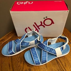 Ryka Women's Belmar Athletic Sandal-White/Blue-NIB FAST SHIPPING!